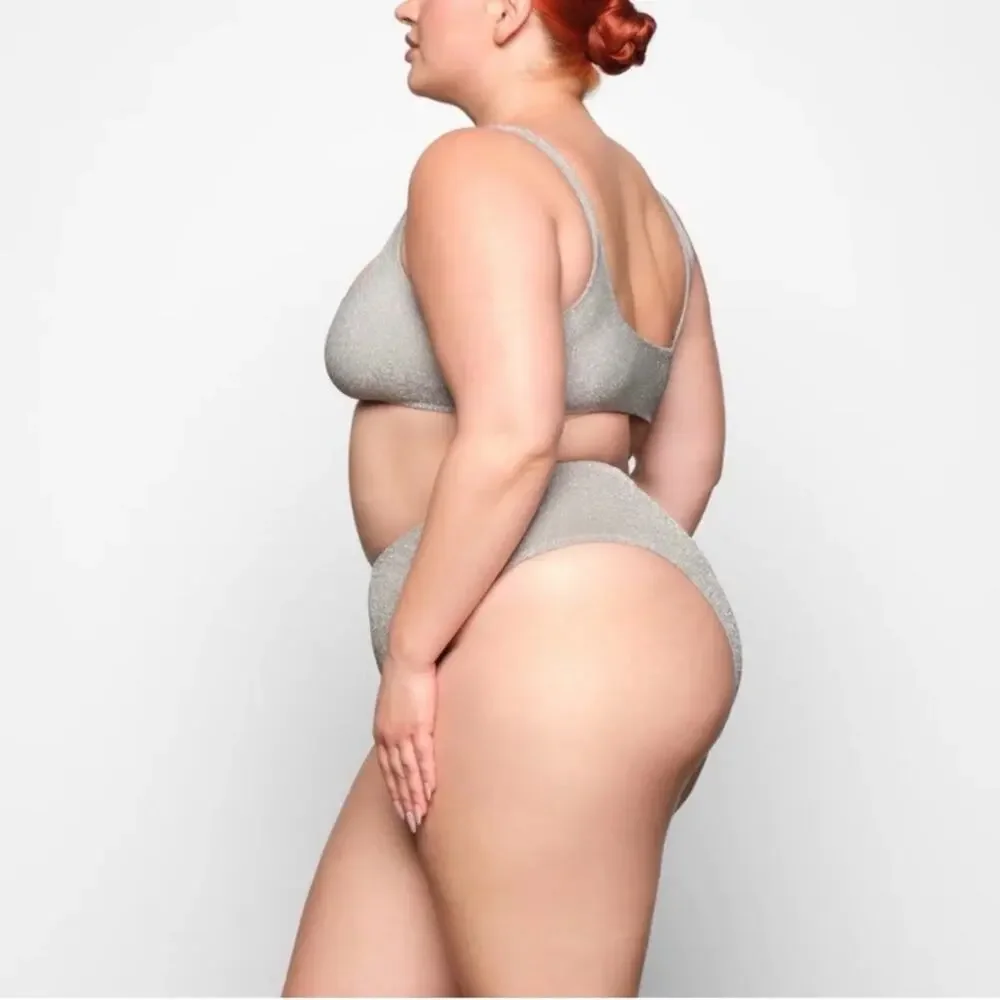 NWT NEW Skims Grey Glitter Mid Waist Bikini Bottoms Size 2X